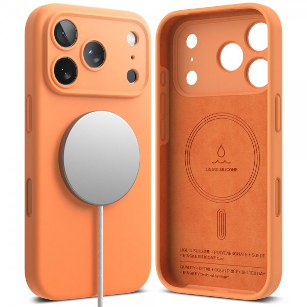 Ringke iPhone 17 Pro Max Skal Silicone Magnetic Tangerine