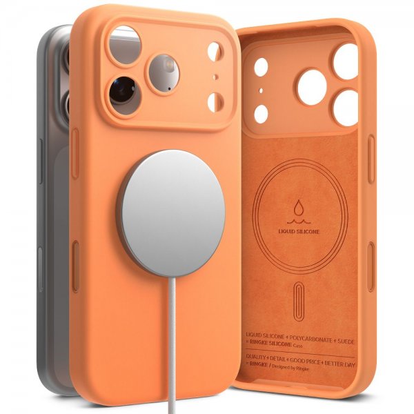 Ringke iPhone 17 Pro Skal Silicone Magnetic Tangerine