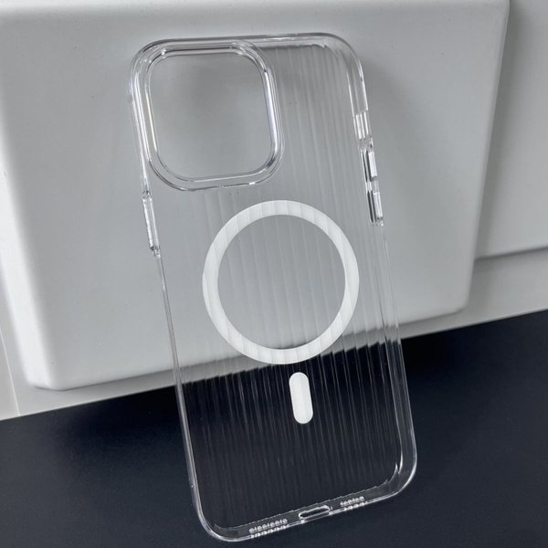 iPhone 15 Skal Korrugerad MagSafe Transparent