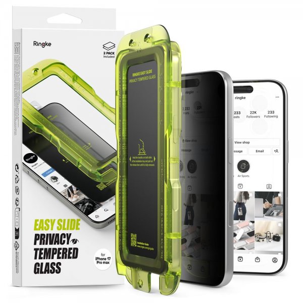 Ringke iPhone 17 Pro Skärmskydd Easy Slide Privacy 2-pack