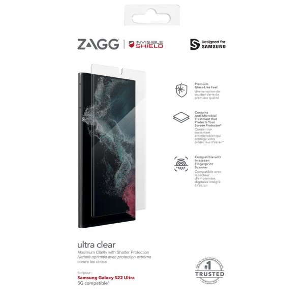 ZAGG InvisibleShield Samsung Galaxy S22 Ultra Skärmskydd Ultra Clear