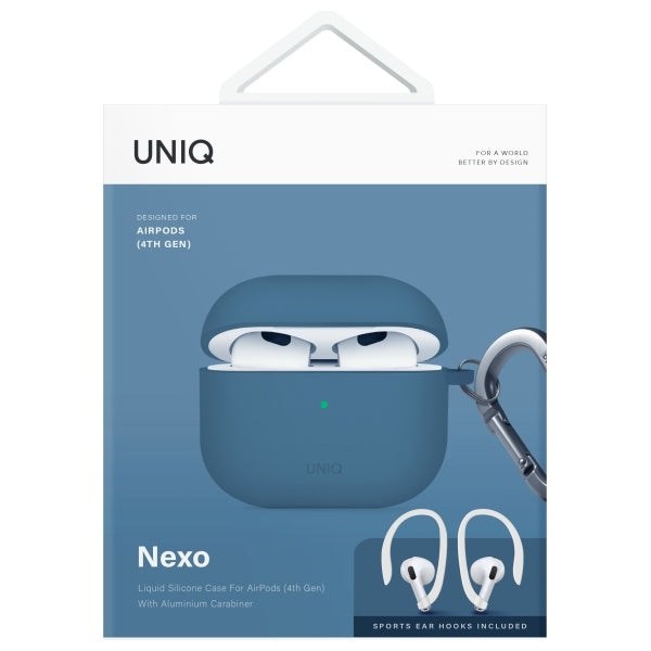 UNIQ AirPods 4 Skal med Earhooks Nexo Blå