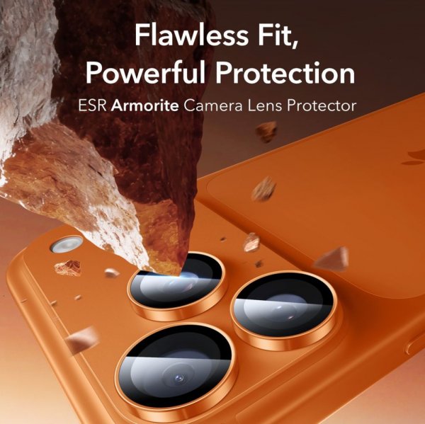 ESR iPhone 14/15/16/17 Pro & Pro Max Kameraskydd Armorite Orange