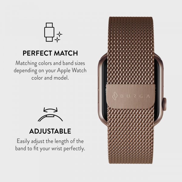 Burga Apple Watch 38/40/41/42mm Armband Metal Mesh Roseguld