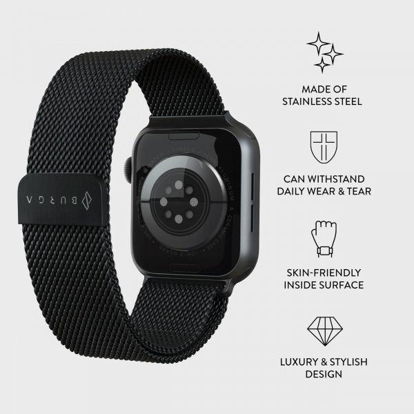 Burga Apple Watch 38/40/41/42mm Armband Metal Mesh Svart