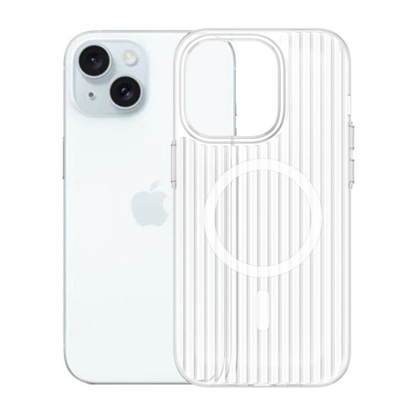iPhone 15 Skal Korrugerad MagSafe Transparent