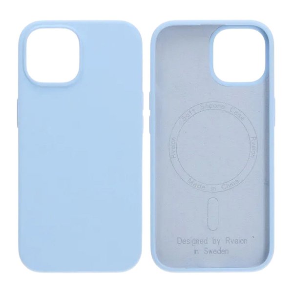 Rvelon iPhone 15 Skal Silikon MagSafe Ljusblå