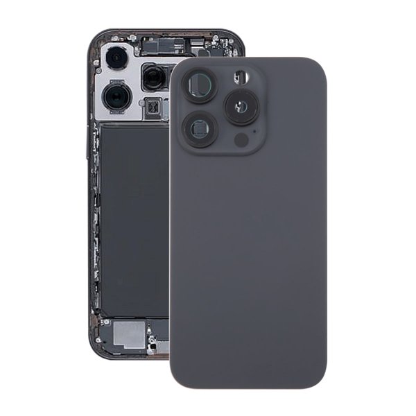 iPhone 16 Pro Max Baksida Glas med Magnet och Kameralins - Svart Titan