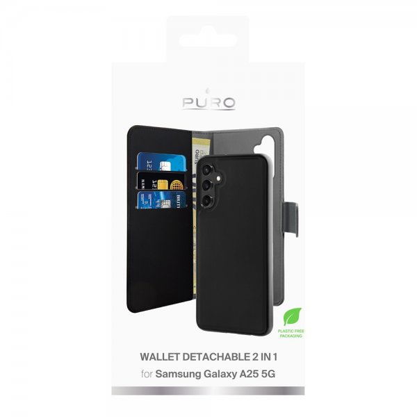 Puro Samsung Galaxy A25 Fodral Wallet Detachable 2 in 1 Svart