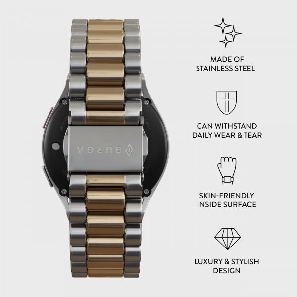 Burga Samsung Galaxy Watch 22mm Armband Metal Silver Guld