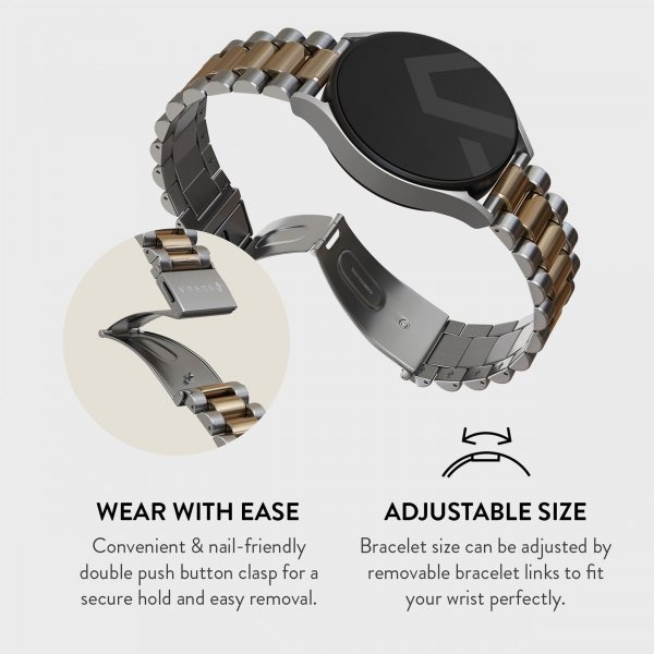 Burga Samsung Galaxy Watch 22mm Armband Metal Silver Guld