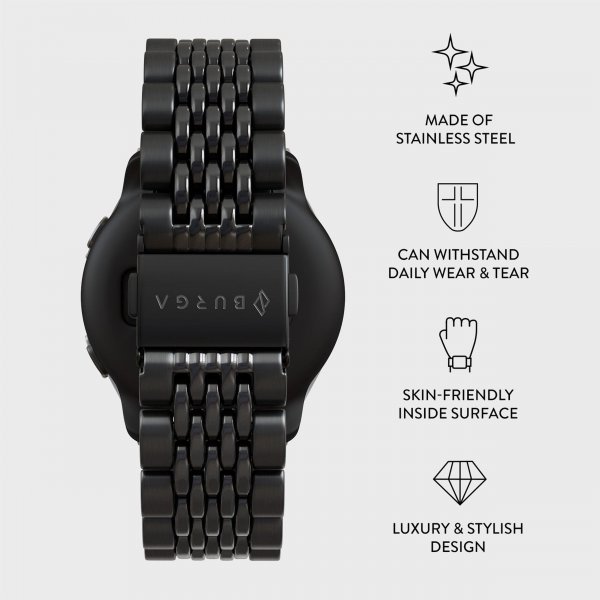 Burga Samsung Galaxy Watch 20mm Armband Metal Svart