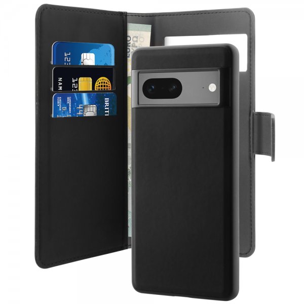 Puro Google Pixel 7 Fodral Wallet Detachable 2 in 1 Svart