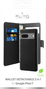 Puro Google Pixel 7 Fodral Wallet Detachable 2 in 1 Svart