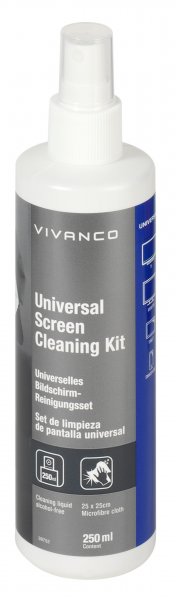 Vivanco Skärmrengöringsvätska 250ml med Mikrofiberduk