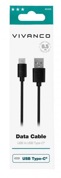 Vivanco Kabel Data Cable USB-A/USB-C 0.5m Svart