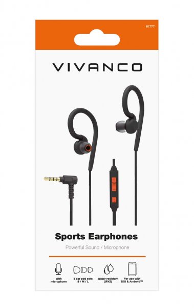 Vivanco Trådade Hörlurar Sports Earphones 3.5mm Svart