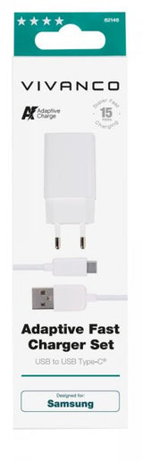 Vivanco Laddare med Kabel Adaptive Fast Charger Set USB-C 15W 1m Vit