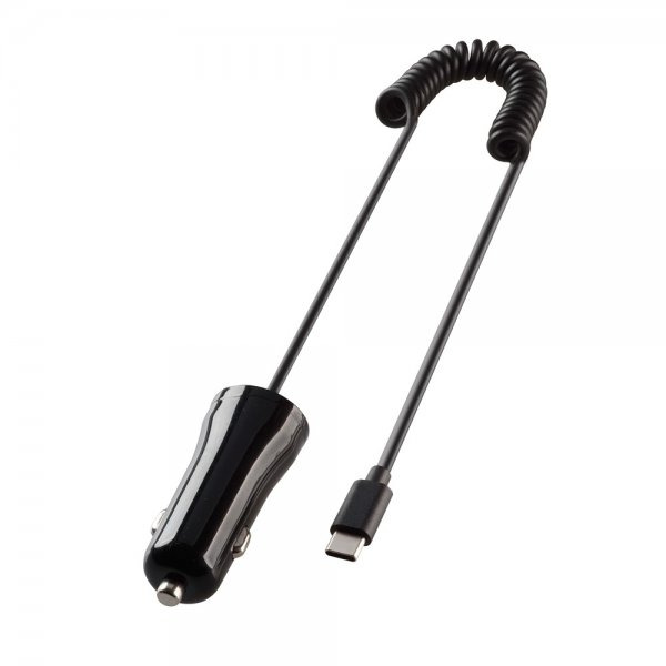 Vivanco Billaddare med Spiralkabel 1m USB-C 12W Svart