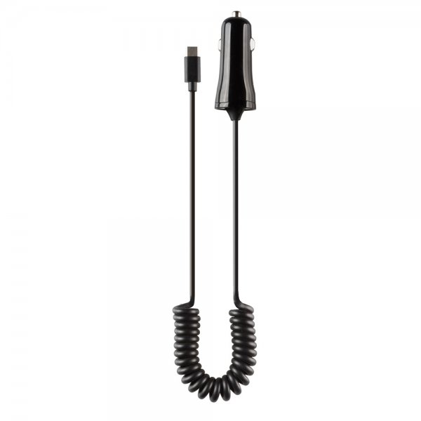 Vivanco Billaddare med Spiralkabel 1m USB-C 12W Svart