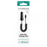 Vivanco Billaddare med Spiralkabel 1m USB-C 12W Svart
