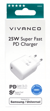 Vivanco Laddare 25W Super Fast PD Charger Vit
