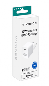 Vivanco Laddare 20W Super Fast NANO PD Charger Vit