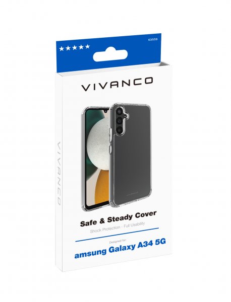 Vivanco Samsung Galaxy A34 5G Skal Safe & Steady Transparent