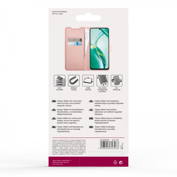 Vivanco Honor 200 Smart Fodral Classic Wallet Roseguld