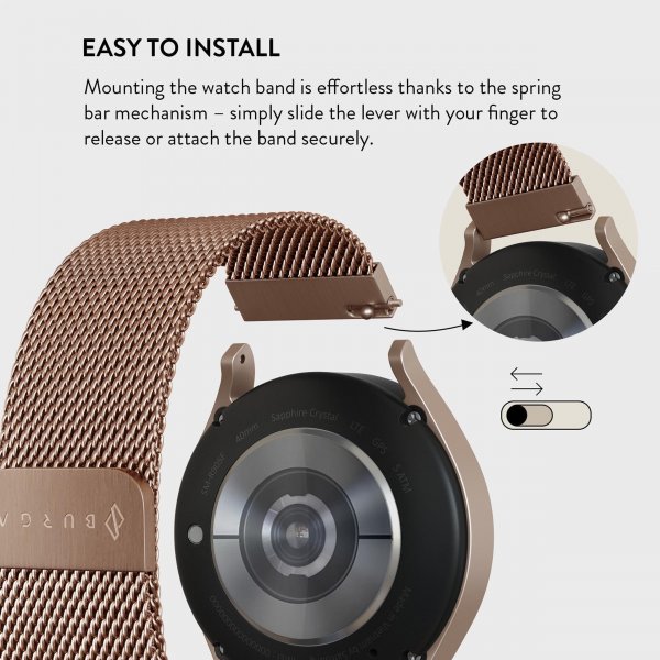 Burga Samsung Galaxy Watch 20mm Armband Metal Mesh Roseguld
