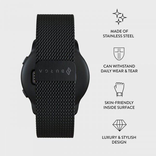 Burga Samsung Galaxy Watch 20mm Armband Metal Mesh Svart