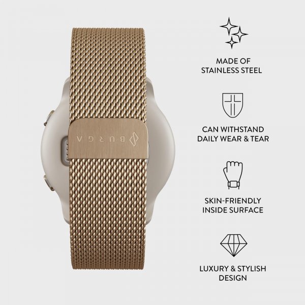 Burga Samsung Galaxy Watch 22mm Armband Metal Mesh Guld