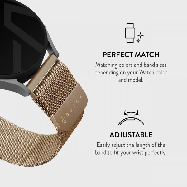 Burga Samsung Galaxy Watch 22mm Armband Metal Mesh Guld