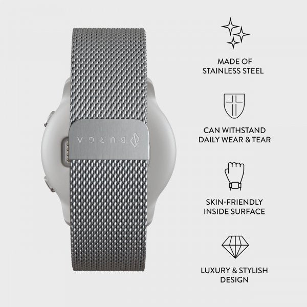 Burga Samsung Galaxy Watch 22mm Armband Metal Mesh Silver