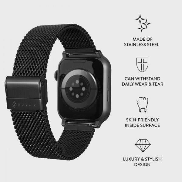 Burga Apple Watch 44/45/46mm/Ultra 49mm Armband Mesh Elegance Svart