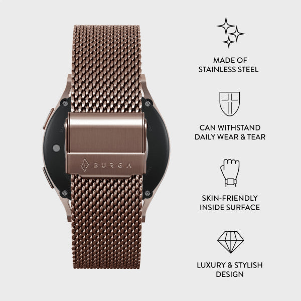 Burga Samsung Galaxy Watch 20mm Armband Mesh Elegance Roseguld
