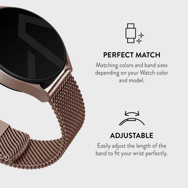 Burga Samsung Galaxy Watch 20mm Armband Mesh Elegance Roseguld