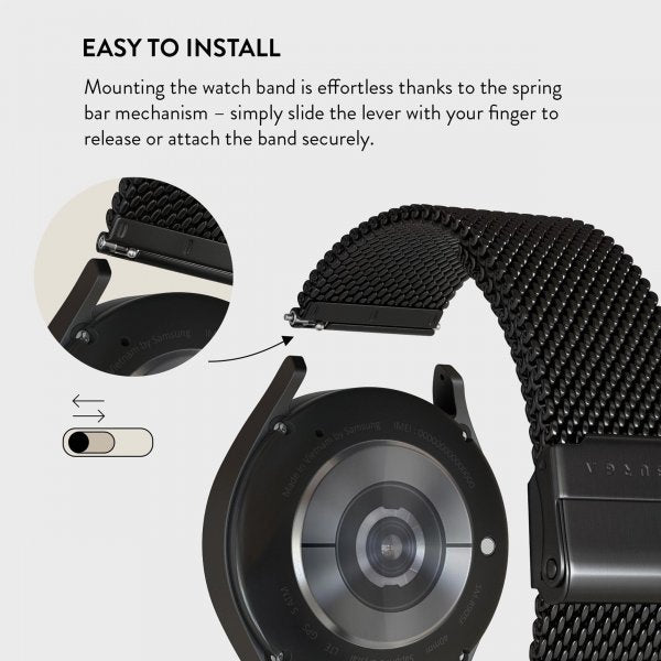 Burga Samsung Galaxy Watch 20mm Armband Mesh Elegance Svart