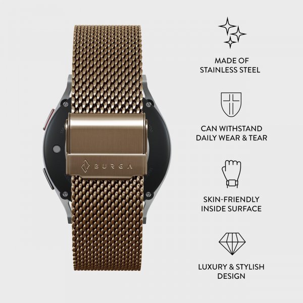 Burga Samsung Galaxy Watch 22mm Armband Mesh Elegance Guld