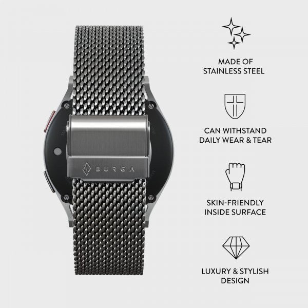 Burga Samsung Galaxy Watch 22mm Armband Mesh Elegance Silver