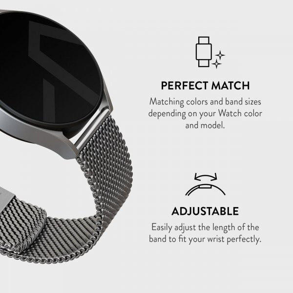 Burga Samsung Galaxy Watch 22mm Armband Mesh Elegance Silver