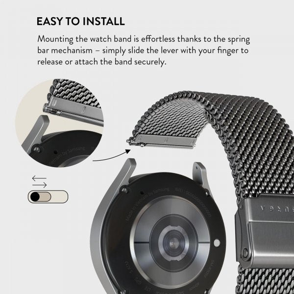Burga Samsung Galaxy Watch 22mm Armband Mesh Elegance Silver