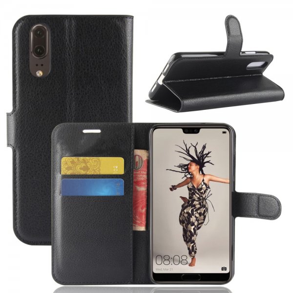 Huawei P20 Fodral Litchi Svart