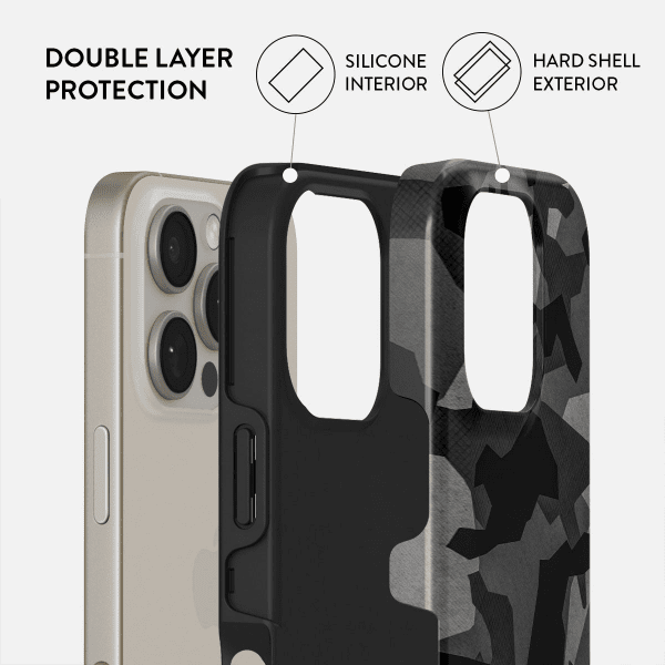 Burga iPhone 16 Skal Tough Night Black Camouflage