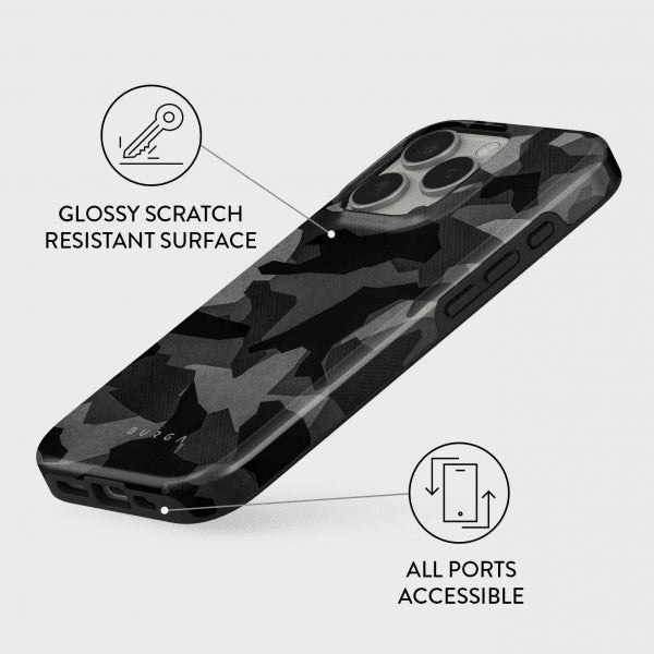 Burga iPhone 15 Skal Tough Night Black Camo