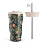 Burga Flaska Termosmugg med Lock och Sugrör Bloomy Garden
