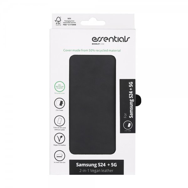 Essentials Samsung Galaxy S24 Plus Fodral 2-in-1 Vegan Leather Svart