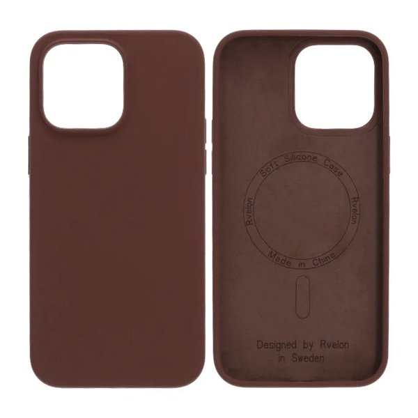 Rvelon iPhone 14 Pro Max Skal Silikon MagSafe Brun