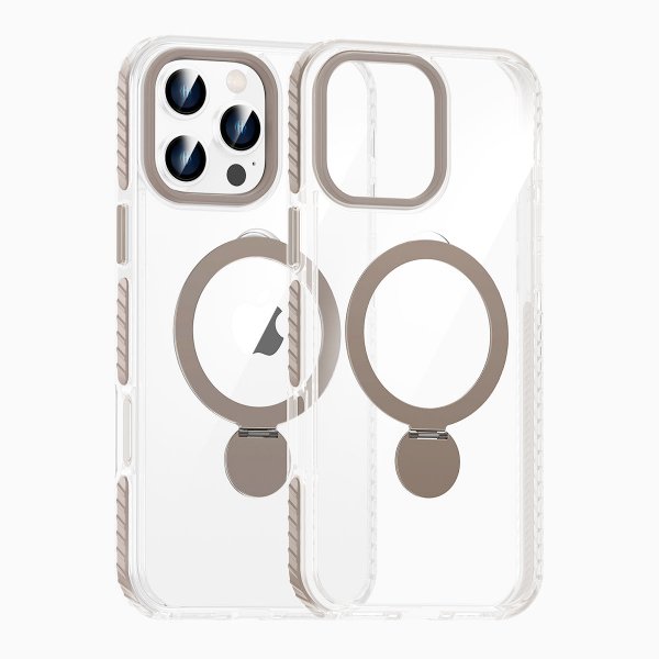 iPhone 16 Pro Skal Ringstativ MagSafe Grå Transparent