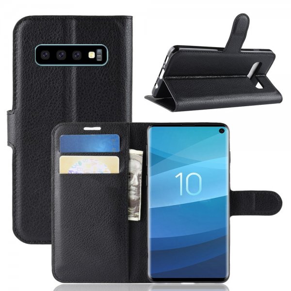 Samsung Galaxy S10 Fodral Litchi Svart